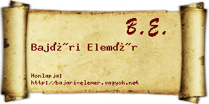 Bajári Elemér névjegykártya